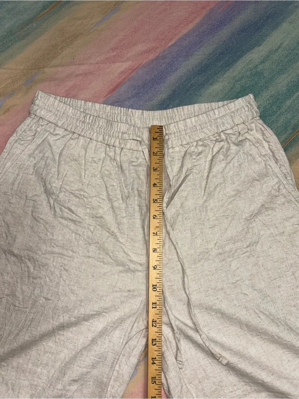 Banana Republic straight high rise Wide Leg  Pants Linen Blend Tan/Beige size M